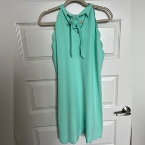 Mint Scalloped Dress with Halter Tie